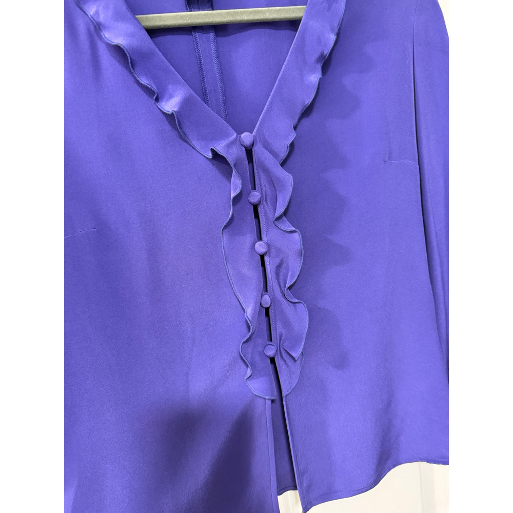 Silk 2 Pc Set Purple Beaded Ruffle Jacket VNTG A-Line Maxi Slip Dress Jones NY 8 - Picture 9 of 11